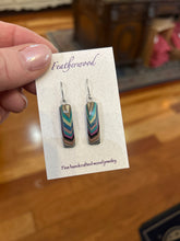 Load image into Gallery viewer, Short Rectangle Featherwood Earrings