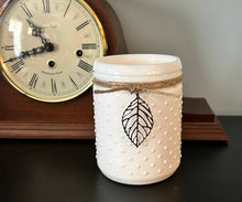Load image into Gallery viewer, Vintage White Hobnail Candle with Leaf Charm: Harvest Moon