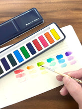 Load image into Gallery viewer, Watercolor Set- 12 Artist Grade Colors + Wood Brush