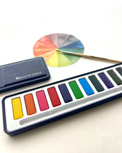 Load image into Gallery viewer, Watercolor Set- 12 Artist Grade Colors + Wood Brush