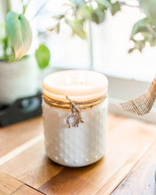 Load image into Gallery viewer, Vintage White Hobnail Candle with Winter/Holiday-Theme Charm: Balsam Fir / Christmas Tree