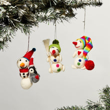 Load image into Gallery viewer, Handcrafted Felted Snowman Ornament