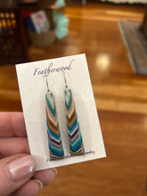 Load image into Gallery viewer, Long Triangle Featherwood Earrings