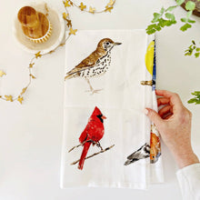 Load image into Gallery viewer, Birds cotton flour sack tea towel