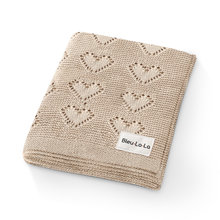 Load image into Gallery viewer, 100% Luxury Cotton Swaddle Receiving Baby Blanket - Heart: Denim Blue