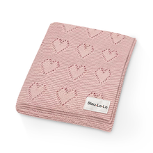 Load image into Gallery viewer, 100% Luxury Cotton Swaddle Receiving Baby Blanket - Heart: Denim Blue