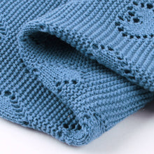 Load image into Gallery viewer, 100% Luxury Cotton Swaddle Receiving Baby Blanket - Heart: Denim Blue