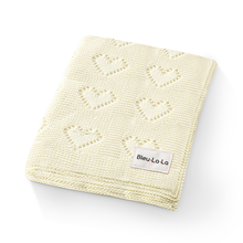 Load image into Gallery viewer, 100% Luxury Cotton Swaddle Receiving Baby Blanket - Heart: Denim Blue
