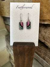 Load image into Gallery viewer, Tiny Rectangle Featherwood Earrings
