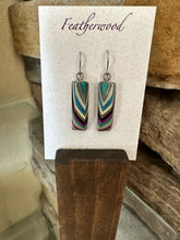 Load image into Gallery viewer, Short Rectangle Featherwood Earrings