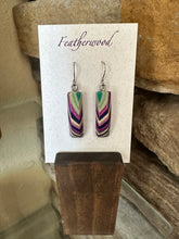 Load image into Gallery viewer, Short Rectangle Featherwood Earrings