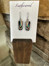 Load image into Gallery viewer, Short Rectangle Featherwood Earrings