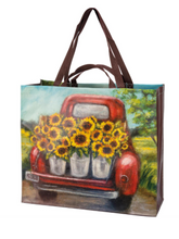 Load image into Gallery viewer, Sunflower Truck Shopping Tote