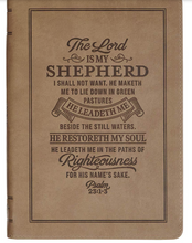 Load image into Gallery viewer, The Lord Is My Shepherd Tan Faux Leather Zippered Slimline Journal - Psalm 23:1-3