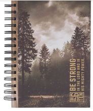 Load image into Gallery viewer, Be Strong Brown Forest Wood Spiral Journal - Ephesians 6:10