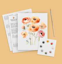 Load image into Gallery viewer, All-In-One Watercolor Paint Set - Ranunculus Blooms