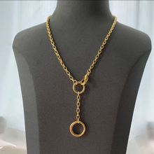 Load image into Gallery viewer, Dual Circle Charm Holder Necklace 18K Gold Water Resistant Non Tarnish