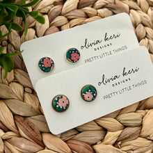 Load image into Gallery viewer, Pretty Little Things Studs - Bright Days: Antique Bronze Setting