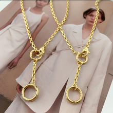 Load image into Gallery viewer, Dual Circle Charm Holder Necklace 18K Gold Water Resistant Non Tarnish