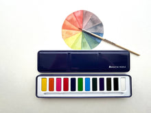 Load image into Gallery viewer, Watercolor Set- 12 Artist Grade Colors + Wood Brush