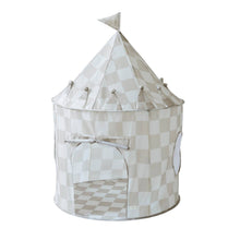 Load image into Gallery viewer, Kids Play Tent Castle with Recycled Fabric - Prints: Gingham Beige