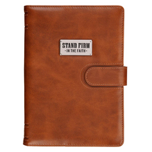 Load image into Gallery viewer, Stand Firm in the Faith Honey-Brown Faux Leather Journal Cover with Magnetic Closure - 1 Corinthians 16:13