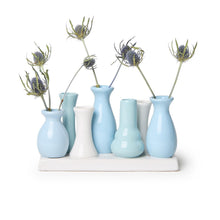 Load image into Gallery viewer, Blue Hues Multi Vase with 7 Sections on Platform