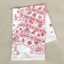 Load image into Gallery viewer, Joy to the World Christmas Tea Towel in Red