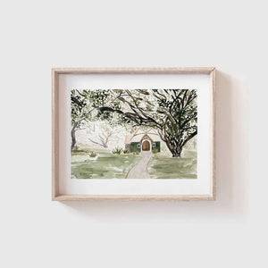 "In The Oak Trees" Watercolor Print