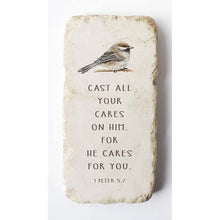 Load image into Gallery viewer, 1 Peter 5:7 Stone- Cast your cares on Him for he cares for you