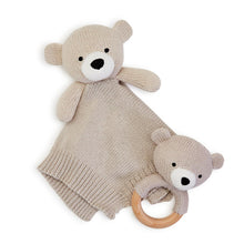 Load image into Gallery viewer, Oh So Bear-y Sweet Knitted Baby Snuggle and Rattle Set