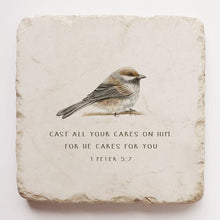 Load image into Gallery viewer, 1 Peter 5:7 Stone- Cast your cares on Him for he cares for you