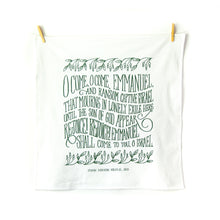 Load image into Gallery viewer, O Come, O Come, Emmanuel- Evergreen Christmas Tea Towel