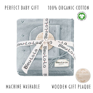 100% Organic Cotton Luxury Organic Blanket + Bonnet Hat Set: Off-White