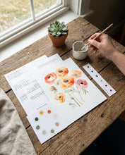 Load image into Gallery viewer, All-In-One Watercolor Paint Set - Ranunculus Blooms
