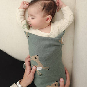 100% Luxury Cotton Swaddle Receiving Baby Blanket - Deer: Grey