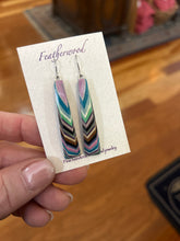 Load image into Gallery viewer, Long Triangle Featherwood Earrings
