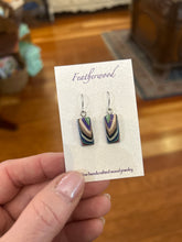 Load image into Gallery viewer, Short Rectangle Featherwood Earrings
