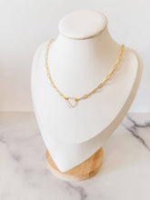 Load image into Gallery viewer, Paperclip necklace with open heart charm|18k gld plated
