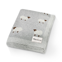 Load image into Gallery viewer, 100% Luxury Cotton Swaddle Receiving Baby Blanket - Sheep: Baby Blue
