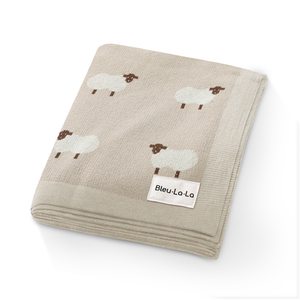 100% Luxury Cotton Swaddle Receiving Baby Blanket - Sheep: Pink