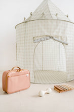 Load image into Gallery viewer, Kids Play Tent Castle with Recycled Fabric - Prints: Gingham Beige
