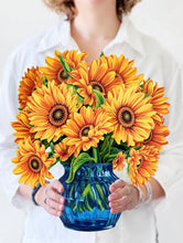 Load image into Gallery viewer, Sunflowers in blue vase
