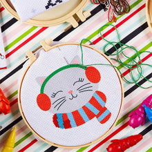 Load image into Gallery viewer, Holiday Cross Stitch Embroidery Craft Kit
