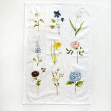 Load image into Gallery viewer, Garden flowers tea towel
