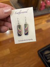 Load image into Gallery viewer, Short Rectangle Featherwood Earrings
