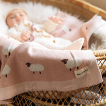 Load image into Gallery viewer, 100% Luxury Cotton Swaddle Receiving Baby Blanket - Sheep: Baby Blue
