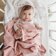 Load image into Gallery viewer, 100% Organic Cotton Luxury Organic Blanket + Bonnet Hat Set: Purple
