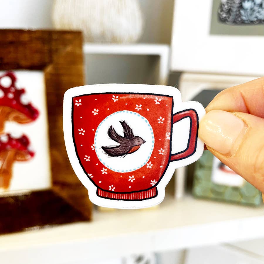 Robin Teacup Sticker