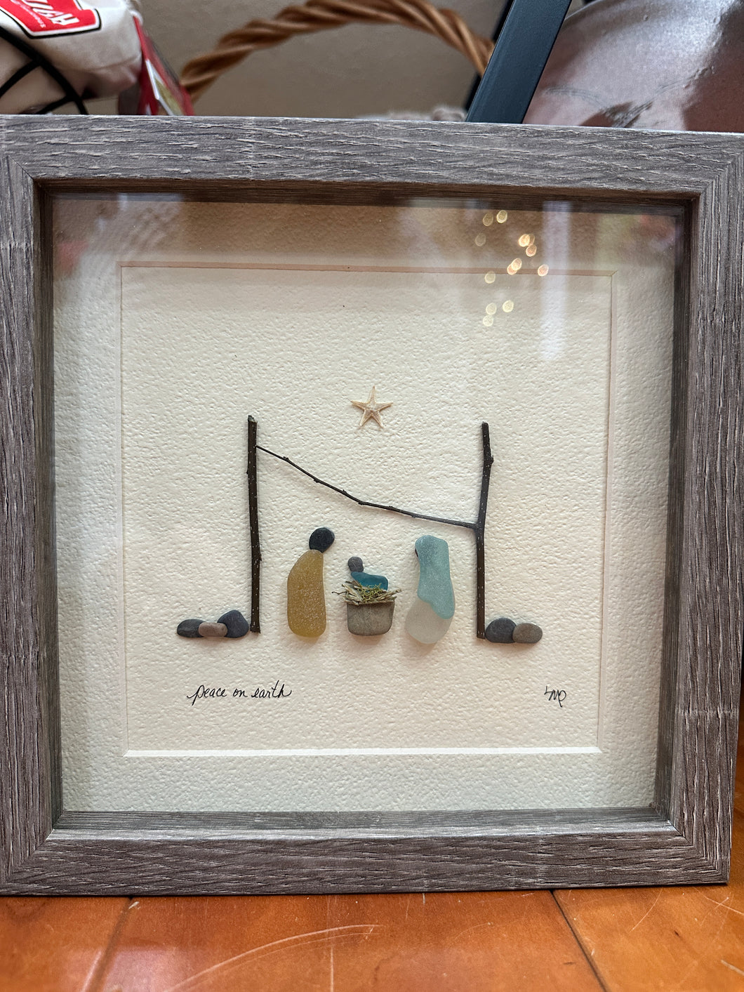 Peace on Earth Pebble Art Large